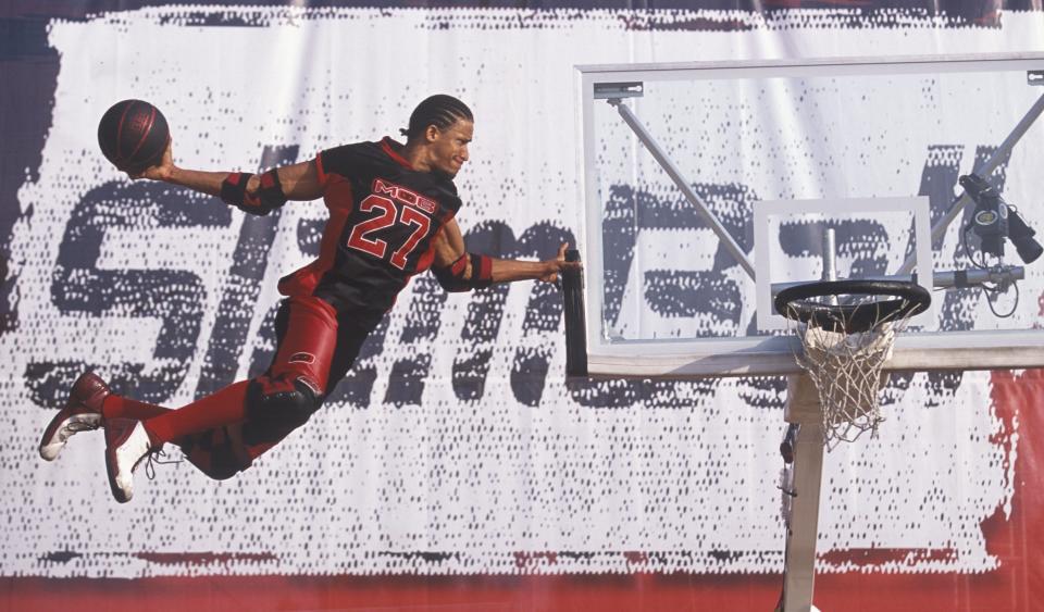 Former Slamball player Trevor Anderson goes up for a dunk. Anderson is now the current head coach for the Ozone.