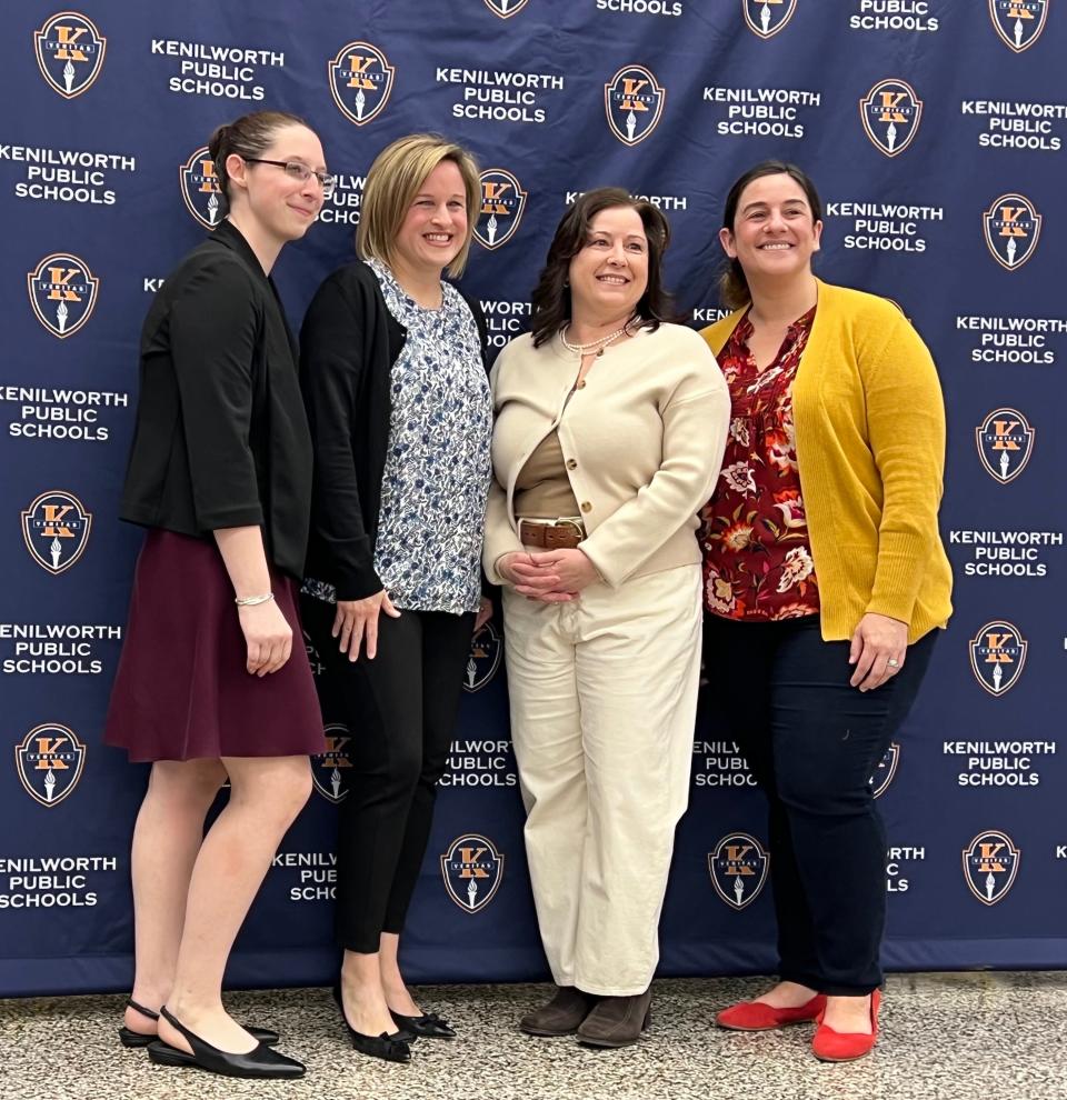 The Educators and Education Support Professionals of the Year include (from left) Jamie Rifkowitz, the district’s technology facilitator; Kristine Parente, Harding Elementary kindergarten teacher; Lorrae Schau, Brearley Middle-High School Special Education teacher; Jill Minarik, Brearley High School English teacher; and (not pictured) Guidance Counselor Jaime Lugo.