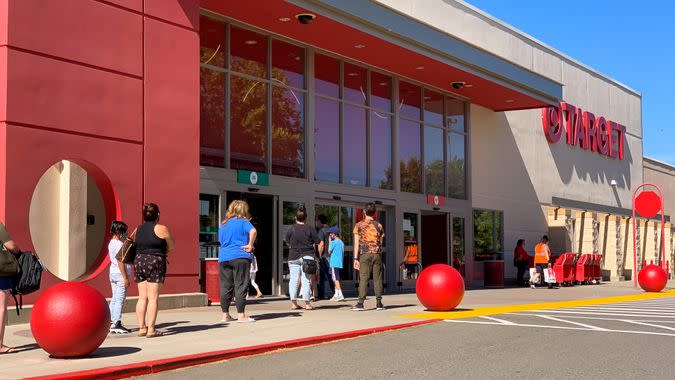 customers wait in line outside of target