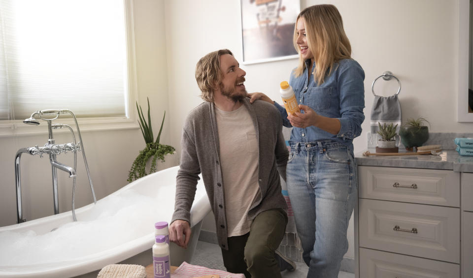 Being famous doesn't make you a better person, but celebrities are better than you at looking absolutely excited about inconsequential things like, well,&nbsp;<a href="https://hellobello.com/" target="_blank" rel="noopener noreferrer">celebrity diaper products</a>. This photo of Dax Shepherd and Kristin Bell is a master class of excessive enthusiasm.<br />"This is so great!"<br />"I know, it's great, right?"<br />"So great! Almost fantastic!"<br />"It is pretty great!"<br />"Yep! Great!"