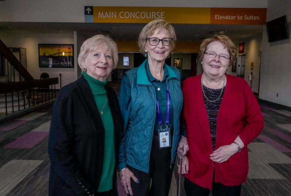 Claire Pollard, center, with her sisters, Mary Pollard, left, and Kathy Garafano.