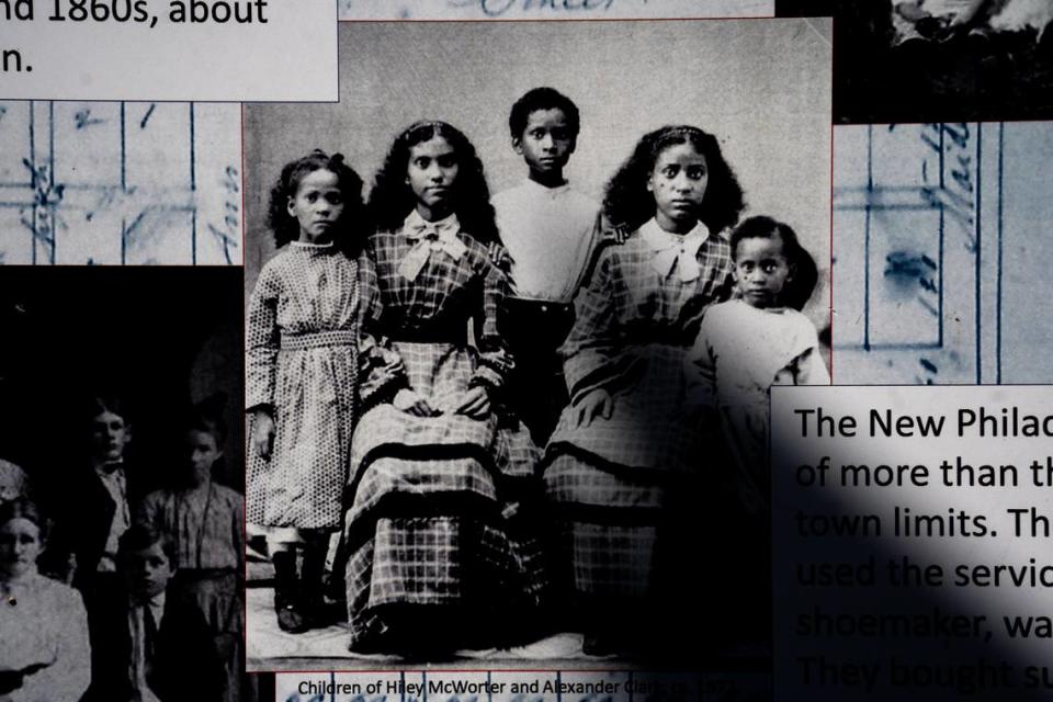 A historic photograph showing the children of Hiley McWorter and Alexander Clark circa 1872 on Wednesday, April 12, 2023, at the New Philadelphia National Historic Site in New Philadelphia, Ill. Brian Munoz/Brian Munoz