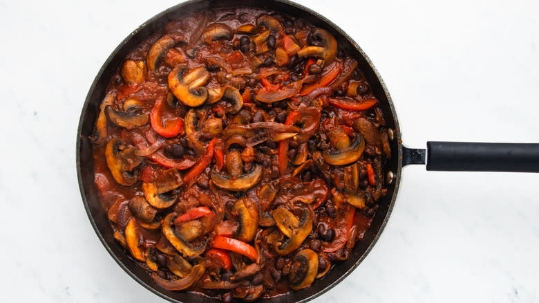 Veggie enchilada filling in pan