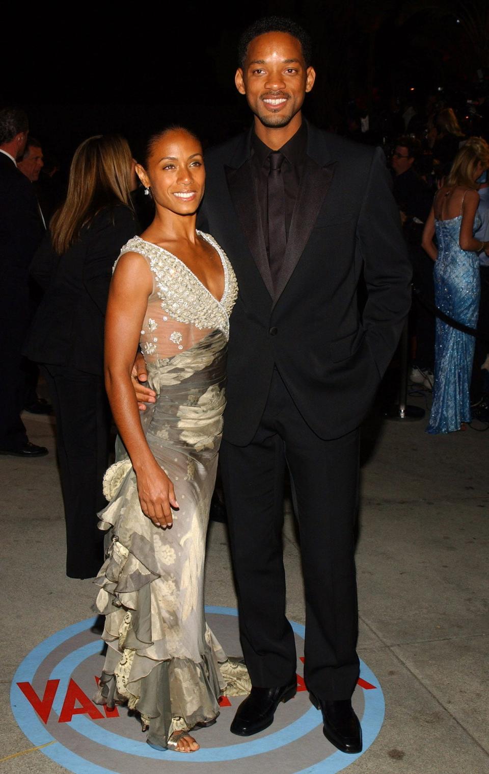 Jada Pinkett Smith and Will Smith at the Vanity Fair Oscars after party on February 28, 2004.