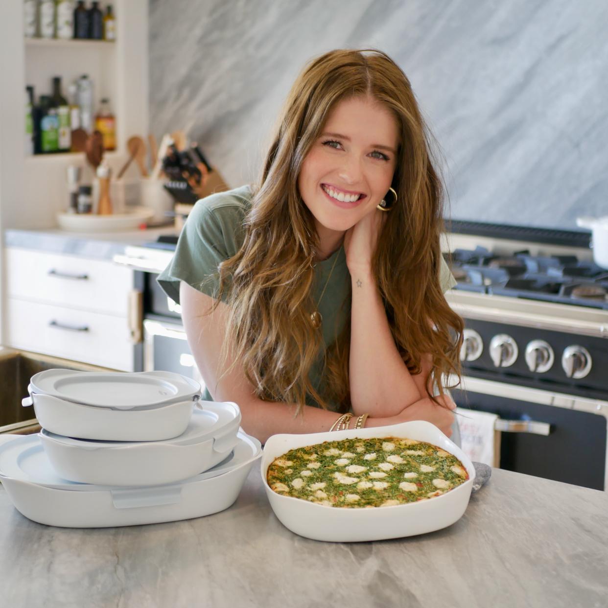 Schwarzenegger will be sharing her kitchen sink quiche during her Oct. 11 livestream for Rubbermaid's Tuesday Night Cooking Club in support of DuraLite Bakeware. (Photo: Katherine Schwarzenegger)