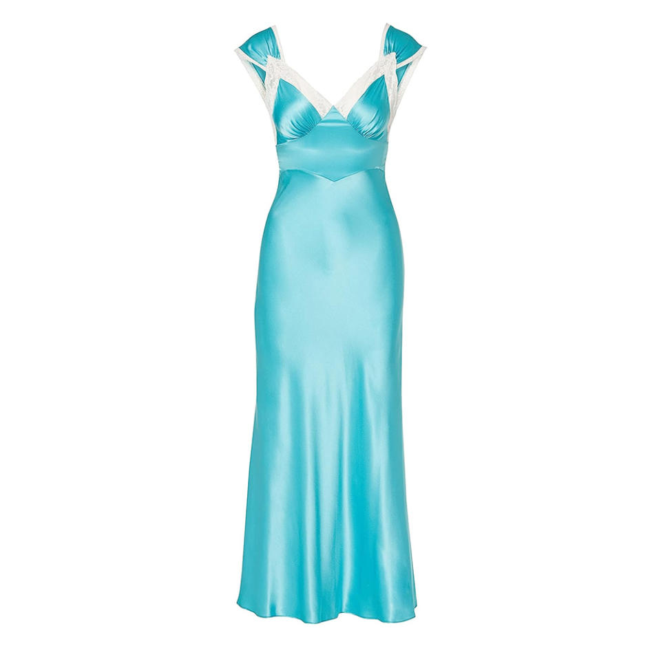 Rodarte Blue Silk Satin Dress with Lace Details 