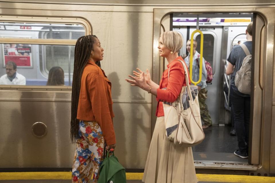 Pittman as Nya Wallace and Cynthia Nixon as Miranda Hobbes in “And Just Like That.” Photograph by Craig Blankenhorn