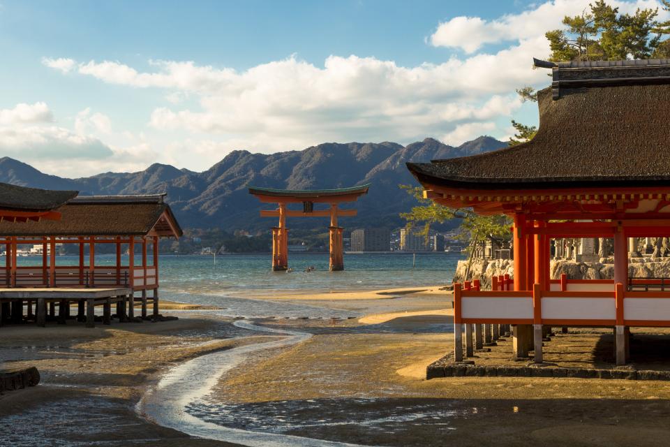 <h1 class="title">The famous floating torii gate, Itsukushima Shrine</h1><cite class="credit">Photo by Farzan Bilimoria. Image courtesy of Getty.</cite>
