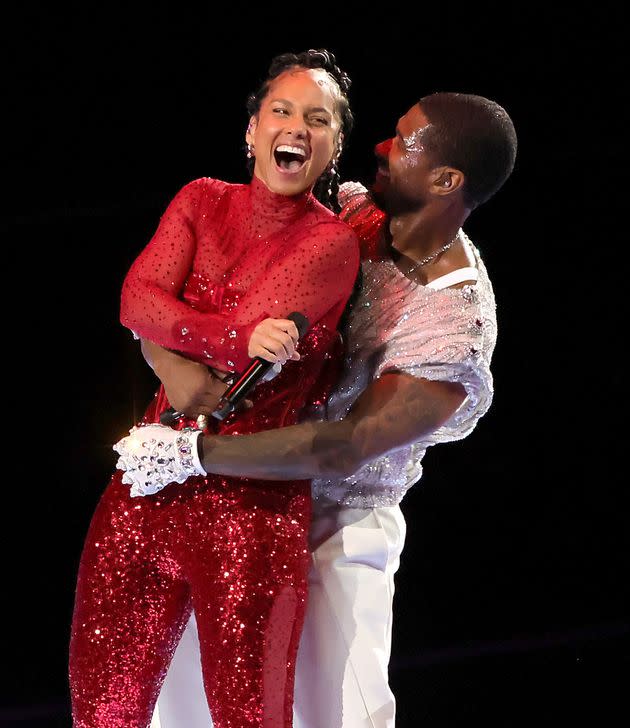 Alicia Keys and Usher were electric during her special appearance during his Super Bowl halftime show on Feb. 11.