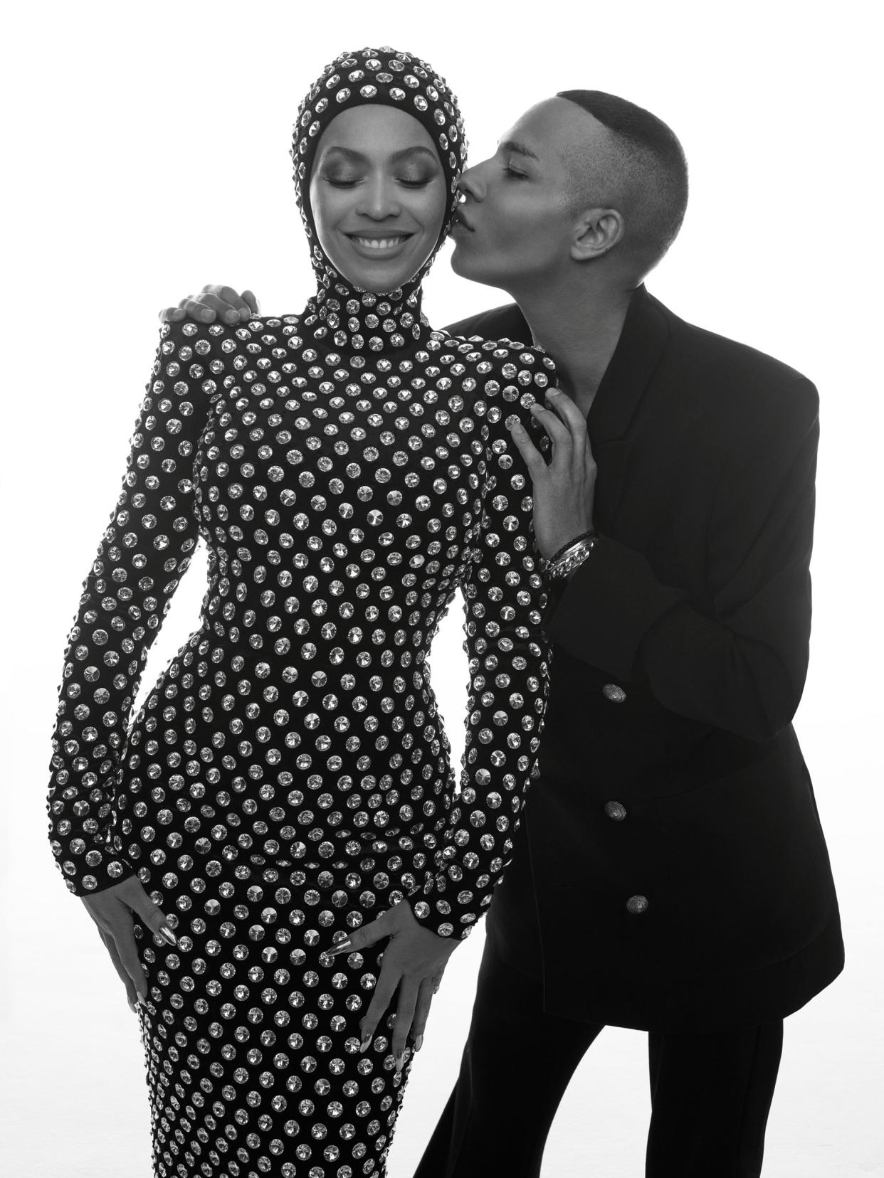 Beyonce with designer Olivier Rousteing. (Louie Banks / Vogue France)