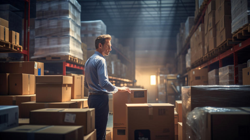 A supply chain manager overseeing the delivery of products to a customer after a successful transaction.