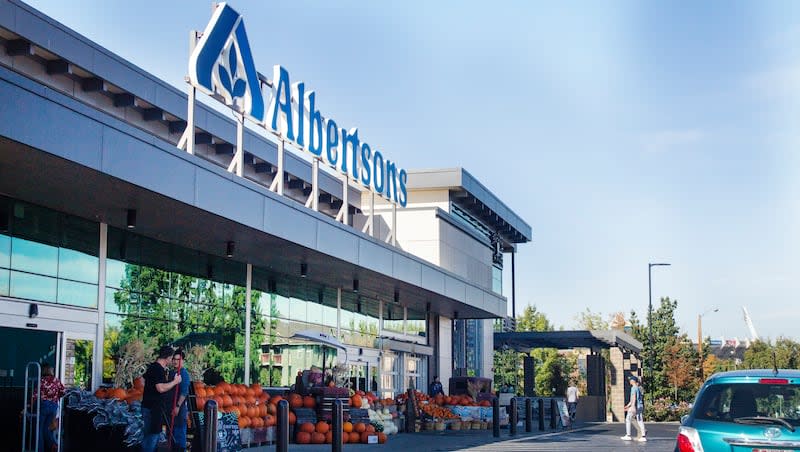 An Albertsons grocery store is pictured on Oct. 14, 2022, in Boise, Idaho. The Federal Trade Commission on Feb. 16, 2024, sued to block a proposed merger between grocery giants Kroger and Albertsons, saying the $24.6 billion deal would eliminate competition and lead to higher prices for millions of Americans. 