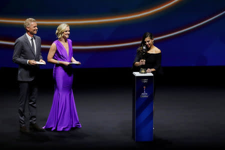 Soccer Football - 2019 FIFA Women's World Cup Draw - The Seine Musicale, Paris, France - December 8, 2018 General view as the Fifa Women's World Cup Trophy is placed on the podium ahead of the draw REUTERS/Gonzalo Fuentes