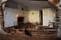 <p>Part of a destroyed house is seen following heavy rainfall in the town of Mandra, Greece, Nov. 15, 2017. (Photo: Alkis Konstantinidis/Reuters) </p>