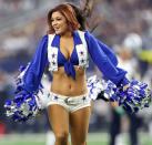 <p>The Dallas Cowboys cheerleaders perform during a game against the Washington Redskins on Thursday, Nov. 24, 2016 at AT&T Stadium in Arlington, Texas. (Steve Nurenberg/Fort Worth Star-Telegram/TNS via Getty Images) </p>