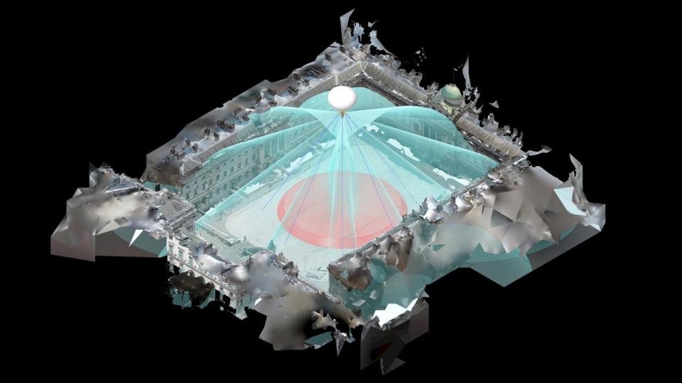 Graphic shows area covered and sanitized by a single Studio Roosegaarde 