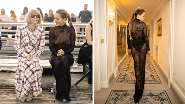 Fashion, Shopping & Style, Rita Ora Goes Braless In a Totally See-Through  Lace Dress