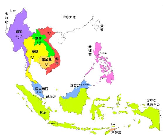 東南亞或稱南洋之地圖。(圖/網路)
<br />