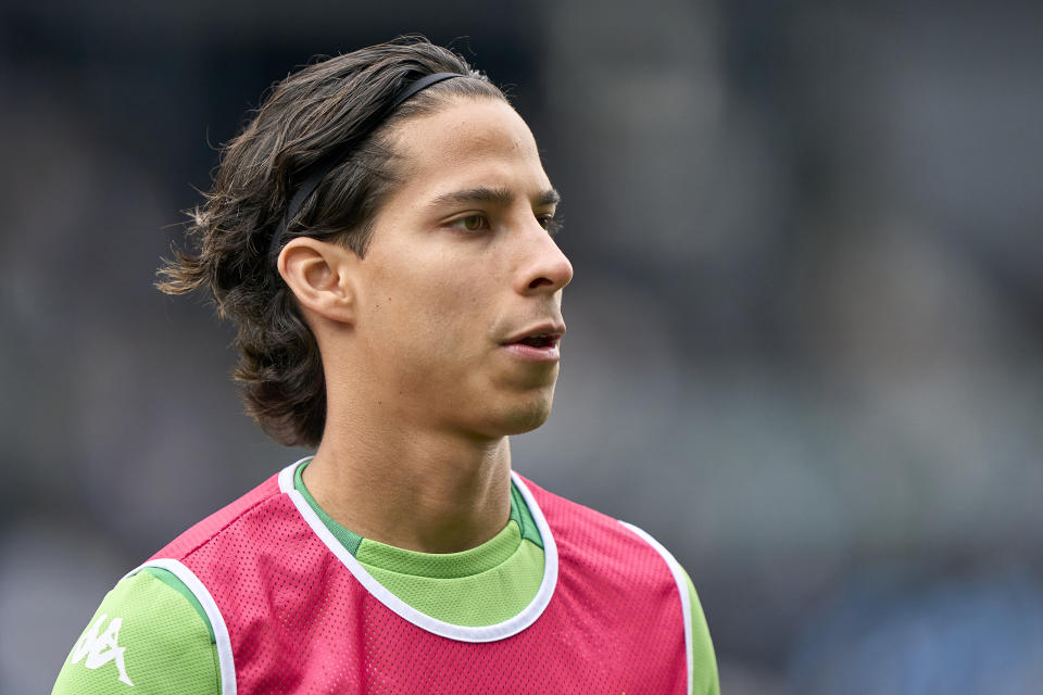 VIGO, SPAIN - MARCH 20: Diego Lainez of Real Betis Balompie looks on during the La Liga Santander match between RC Celta de Vigo and Real Betis at Abanca Balaidos Stadium on March 20, 2022 in Vigo, Spain. (Photo by Jose Manuel Alvarez/Quality Sport Images/Getty Images)