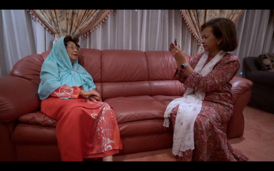 A screengrab of the documentary showing Datin Paduka Marina Mahathir recording her mum Tun Dr Siti Hasmah Mohd Ali. — Picture courtesy of 'M for Malaysia'