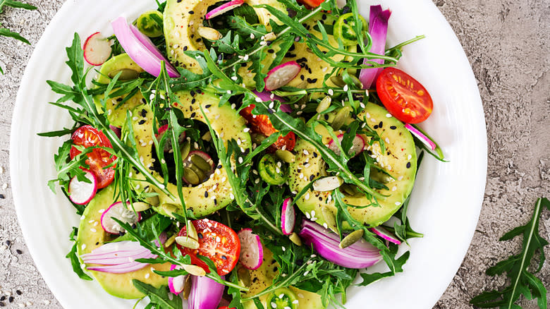 salad with radish and avocado