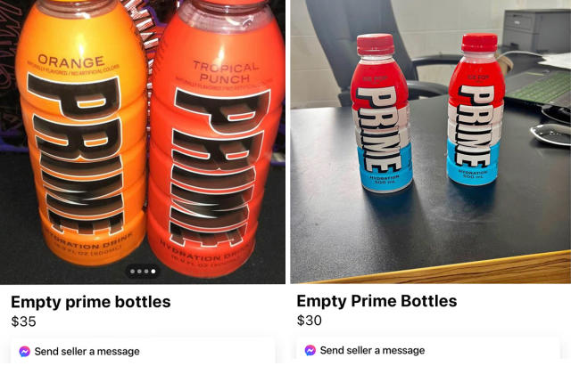 Empty Prime bottles selling for $35 on Facebook: 'Cannot be serious