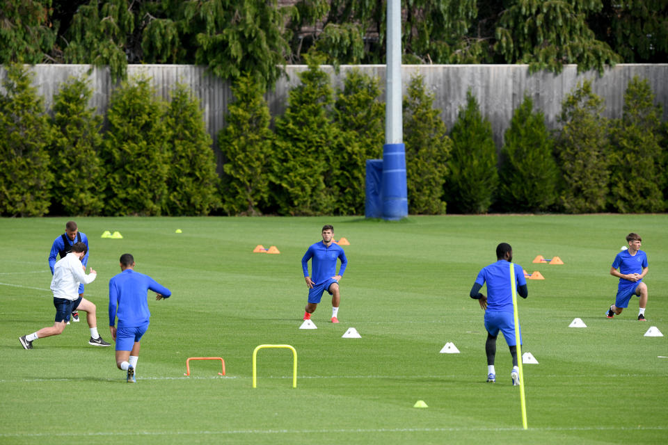 COBHAM, ENGLAND - MAY 22: Christian Pulisic of Chelsea during a small group training session at Chelsea Training Ground on May 22, 2020 in Cobham, England. (Photo by Darren Walsh/Chelsea FC via Getty Images)