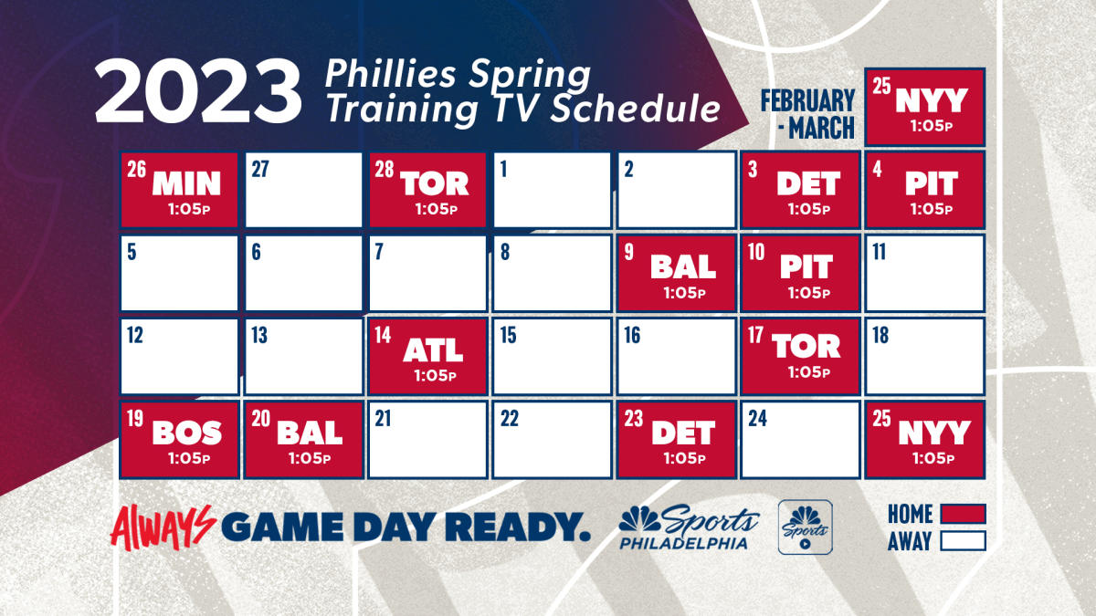 Phillies 2023 spring training TV schedule How to watch, times, and