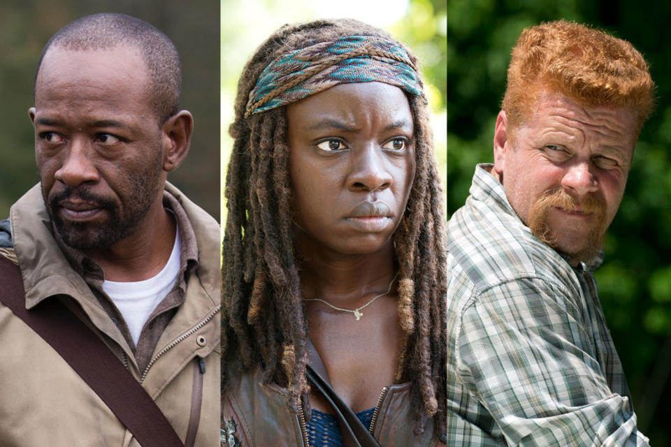 <p>a. Morgan<br>b. Michonne<br>c. Abraham<br><br>(Photo: AMC) </p>