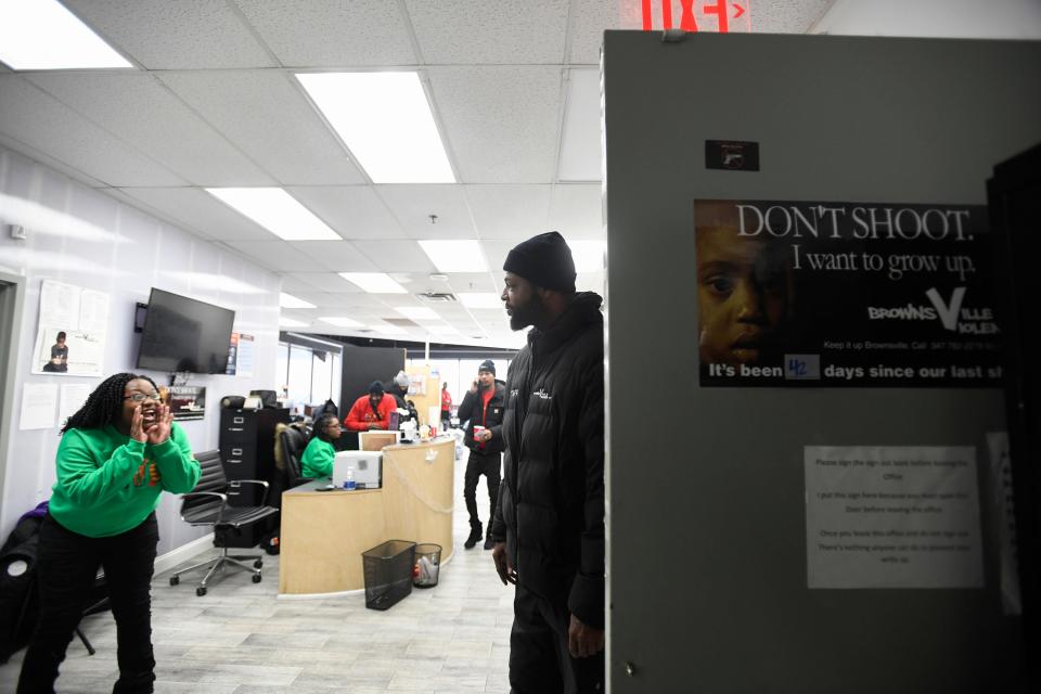 Taronn Sloane at the Brownsville In Violence Out offices. He and other "violence interrupters" keep an eye on the streets to stop trouble before it starts.