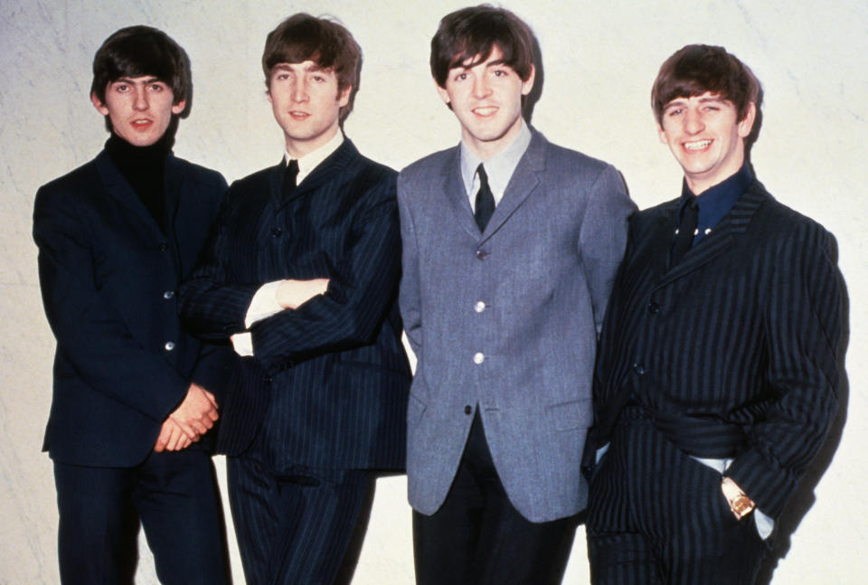 The Beatles posing together, circa 1965