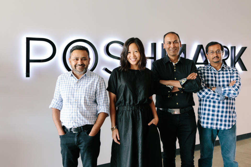 Poshmark founders Chetan Pungaliya, Tracy Sun, Manish Chandra and Gautam Golwala. - Credit: Courtesy photo/Jen Kay