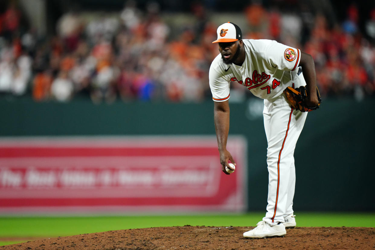 Félix Bautista recorded 33 saves in 56 appearances for the AL East champion Orioles this season. (Photo by Daniel Shirey/MLB Photos via Getty Images)