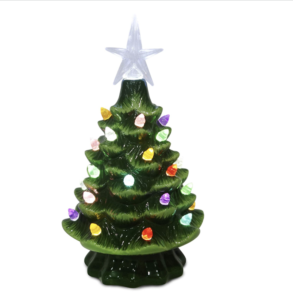 2) 7.5" Green Ceramic Christmas Tree