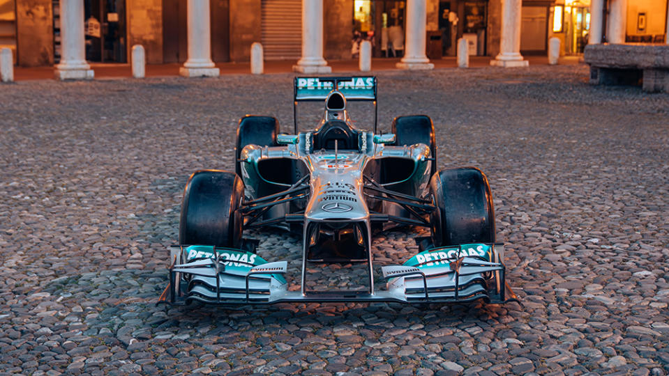 The 2013 Mercedes-AMG Petronas F1 W04 front the front