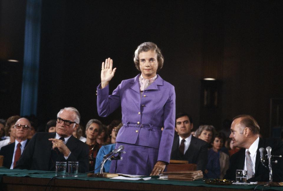 <p>Associate Justice O'Connor was the first woman to serve on the Supreme Court of the United States. She sat on the bench from 1981-2006, where she oversaw many notable cases, including "Webster v. Reproductive Health Services."</p>