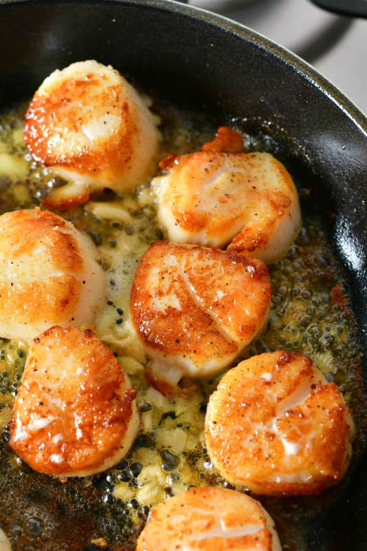 <p>Will Cook for Smiles</p><p>Ten minutes is all you need to make restaurant-quality seared scallops.</p><p><strong>Get the recipe: <a href="https://www.willcookforsmiles.com/seared-scallops/" rel="nofollow noopener" target="_blank" data-ylk="slk:Seared Scallops;elm:context_link;itc:0;sec:content-canvas" class="link ">Seared Scallops</a></strong></p>