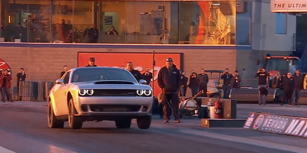 dodge demon 170 pulls off first public drag strip run