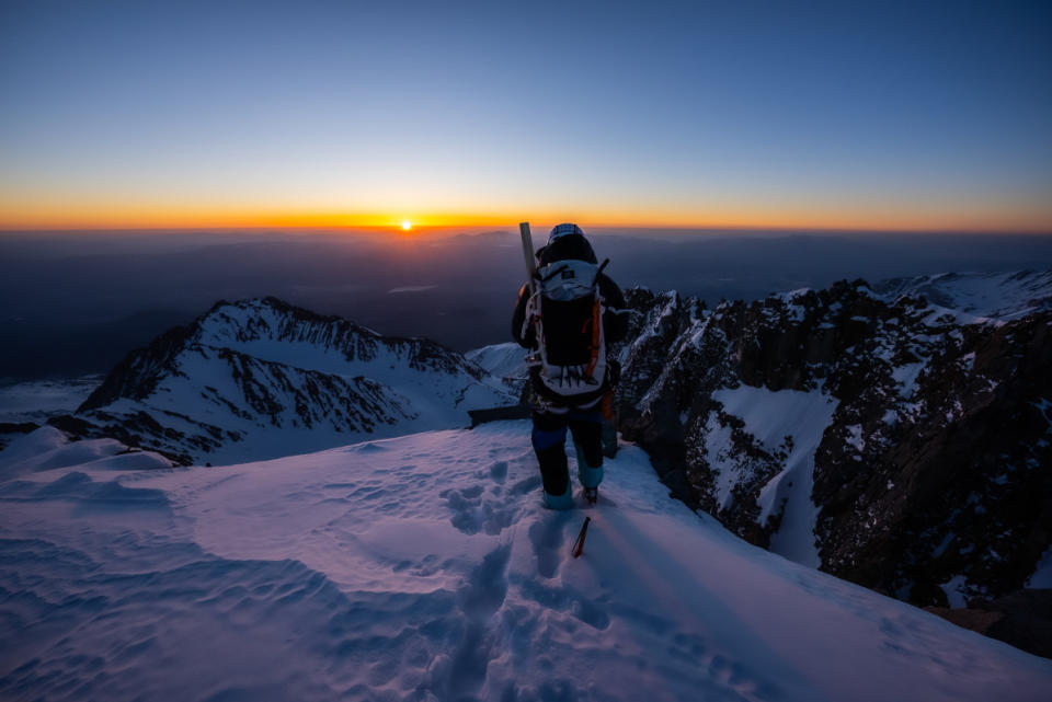 On the summit of Split Mountain at dawn.<p>Photo: Bjarne Salen</p>