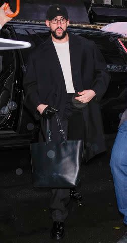 <p>Gotham/GC Images</p> Bad Bunny attends Anna Wintour's pre-Met Gala dinner in New York City.