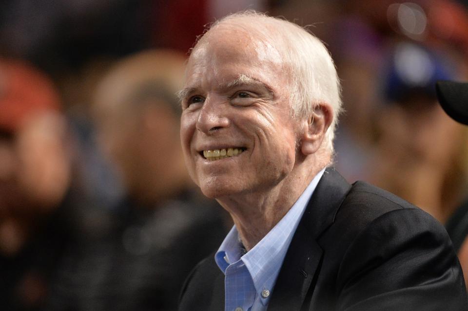 Sen. John McCain has decided to discontinue treatment for his brain cancer, his family says. Here he is pictured while attending the Arizona Diamondbacks’ game last August. (Photo: Jennifer Stewart/Getty Images)