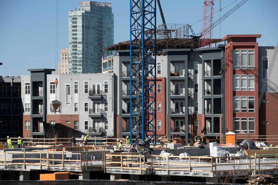 Development of residential and commercial property along NC 147 between Fayetteville Road and downtown Durham, N.C. on Tuesday, February 23, 2021. The 27-story One City Center apartment building on Corcoran Street is the tallest building in downtown Durham.