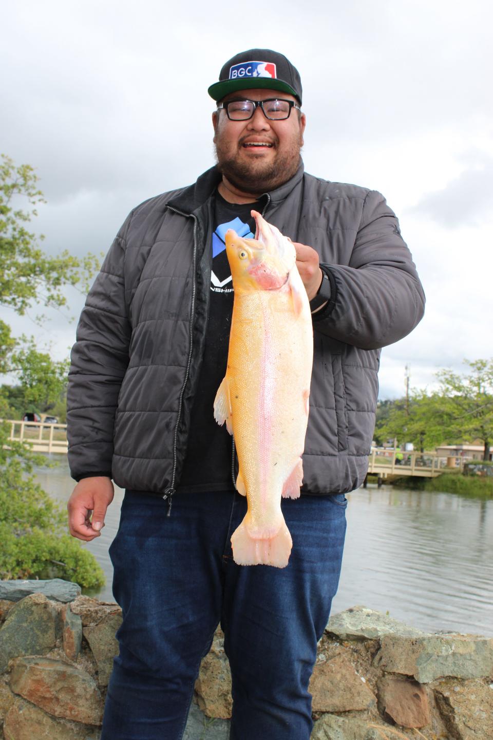 Genesis Ednalino of Fremont won first place in the adult division of the NorCal Trout Angler’s Challenge by catching this hefty 4.93 lb. lightning trout from shore on May 6.