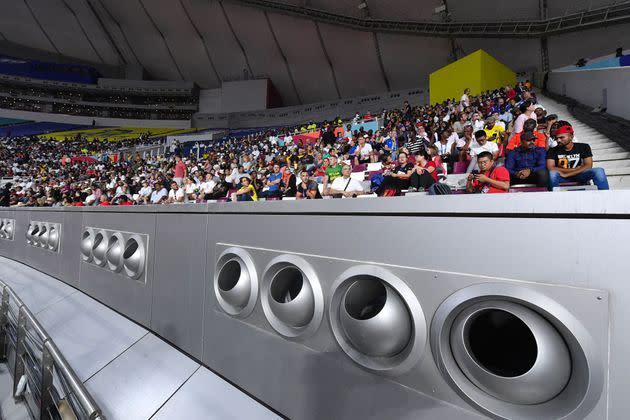 <p>Le système de climatisation à l'intérieur du stade Khalifa. Les épreuves extérieures ne sont pas épargnées par la chaleur.</p>