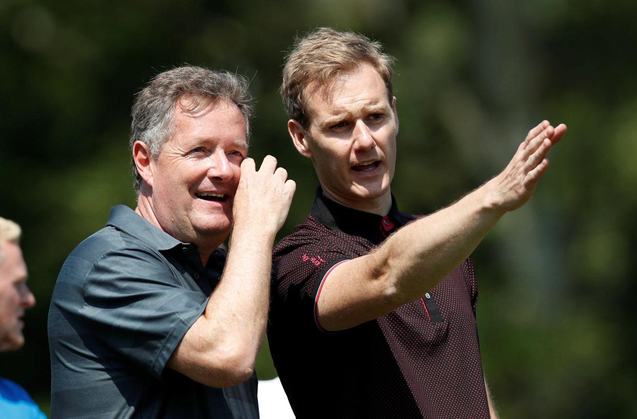 Golf - European Tour - BMW PGA Championship - Wentworth Club, Virginia Water, Britain - May 23, 2018   Presenter's Dan Walker and Piers Morgan during the pro-am   Action Images via Reuters/Paul Childs