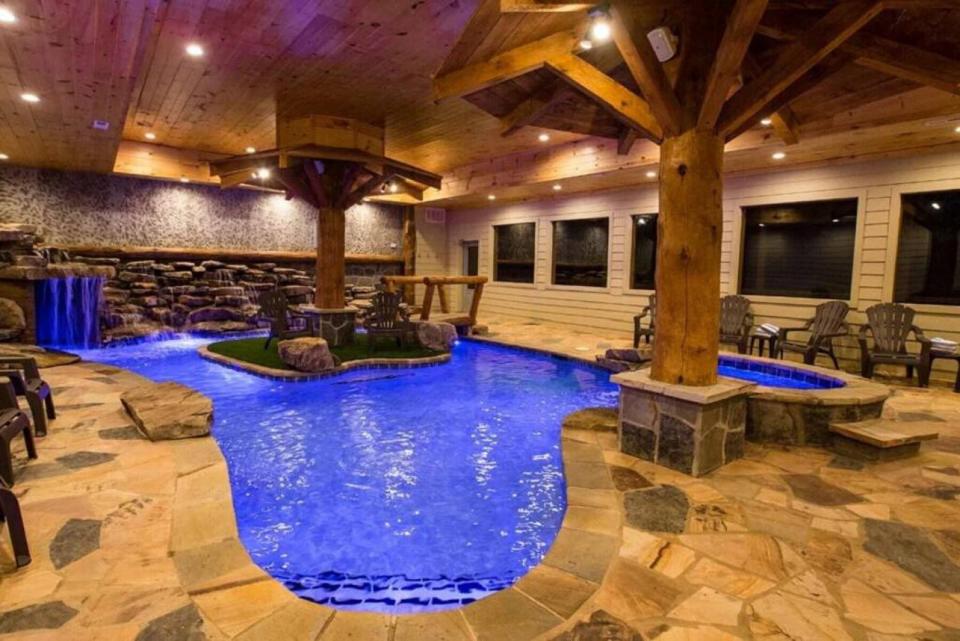 Indoor pool at an Airbnb rental