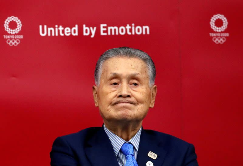 FILE PHOTO: Yoshiro Mori, President of the Tokyo 2020 Olympic Games Organising Committee, attends a news conference in Tokyo