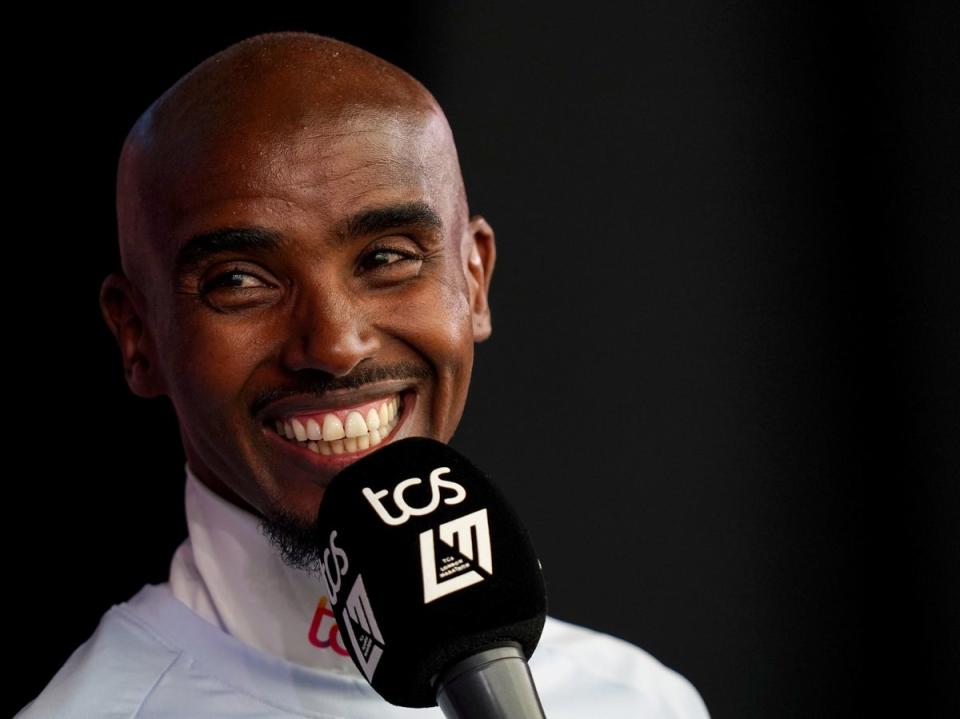 Sir Mo Farah, CBE during a press conference in London ahead of the TCS London Marathon 2023 on Sunday (PA)