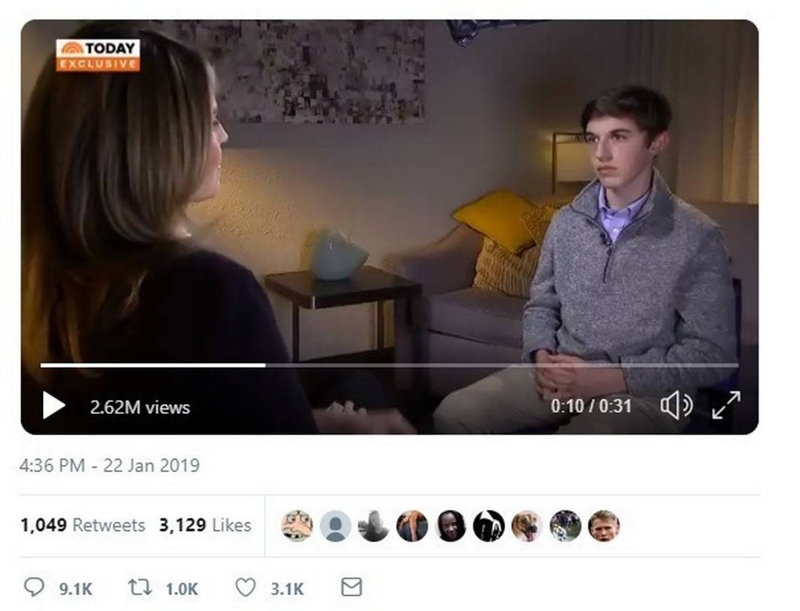 Covington Catholic student Nick Sandmann appeared on ‘Today’ with Savannah Guthrie in a 2019 pre-recorded interview.