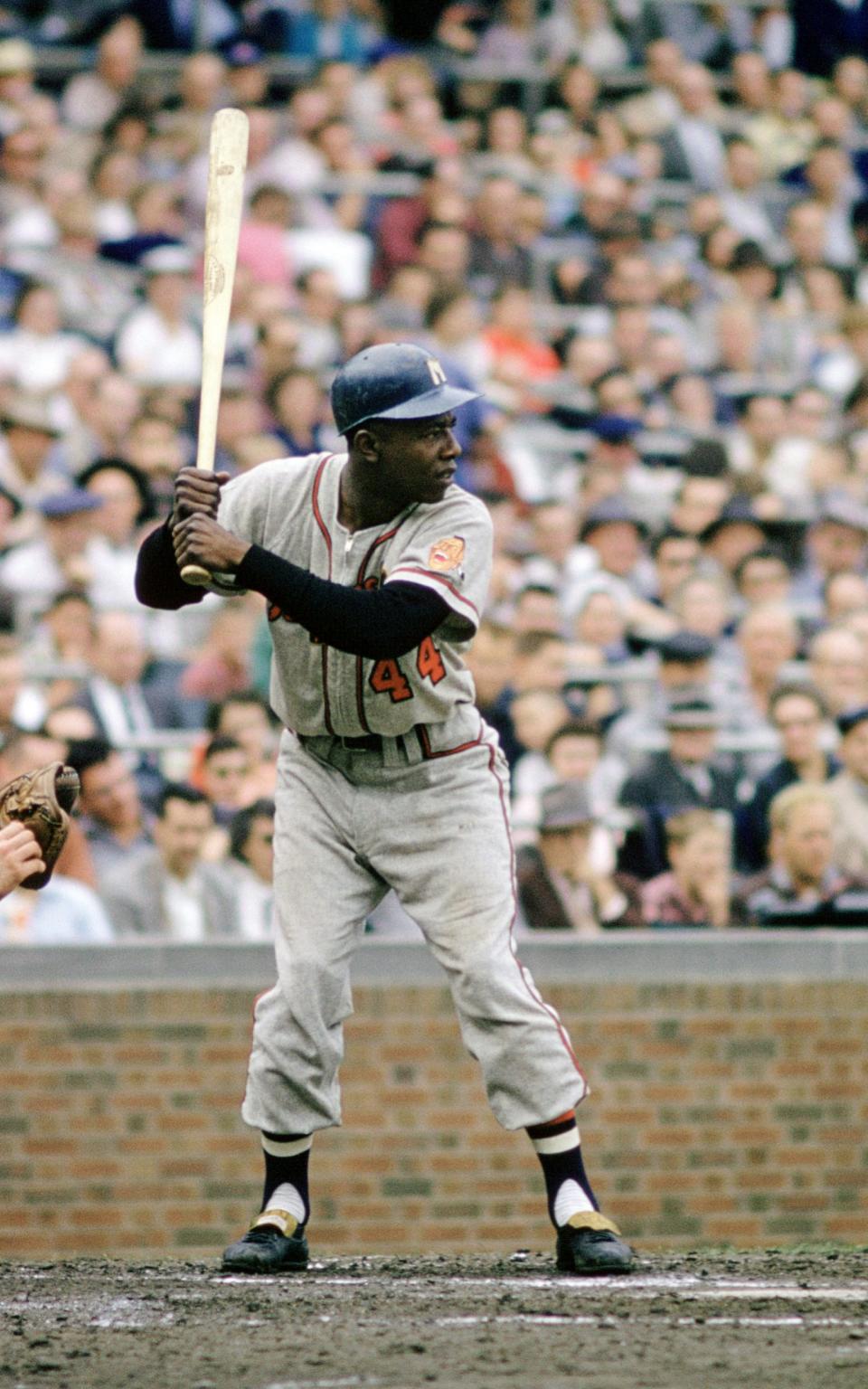 Aaron in 1960 at Wrigley Field, Chicago, taking on the Chicago Cubs - SPX/Diamond Images